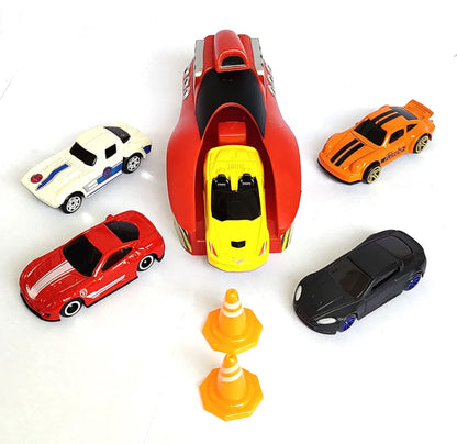 Launcher Play Set Toy with Die Cast Metal Stunt Cars and Master Racers Racing Sports Rapid Launcher with Stoppers Best Toy Gift for Kids