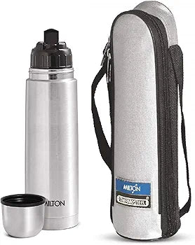 Milton Thermosteel Flip Lid Flask, 1000 milliliters, Silver Single Walled Stainless Steel Fridge Water Bottle, 750ml,Water Bottle