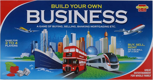 Build Your Own Business is a board game for 2-4 players, focused on strategic buying, selling, and renting.