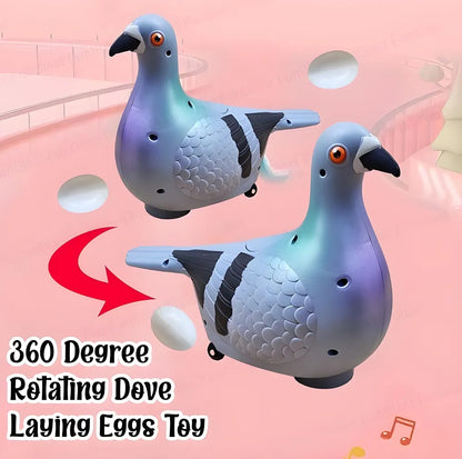 Laying Eggs Toy for Kids 360 Degree Rotation Toys for Kids Light and Sound Toys for Kids Bump and Go Walking Pigeon Egg Laying Toy for Children