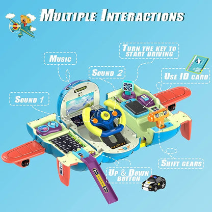 Airplane Toy, Steering Wheel Stimulation Toys Kids Play Helicopter Toy with Sound Light Musical Toy for Toddler Educational Piggy Bank Toy Gift for 6 years above age Kids Boys Girls