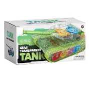 Transparent Gear Military Tank Vehicle Toy for Kids Boys Girls with Light and Music and Bump and go Action