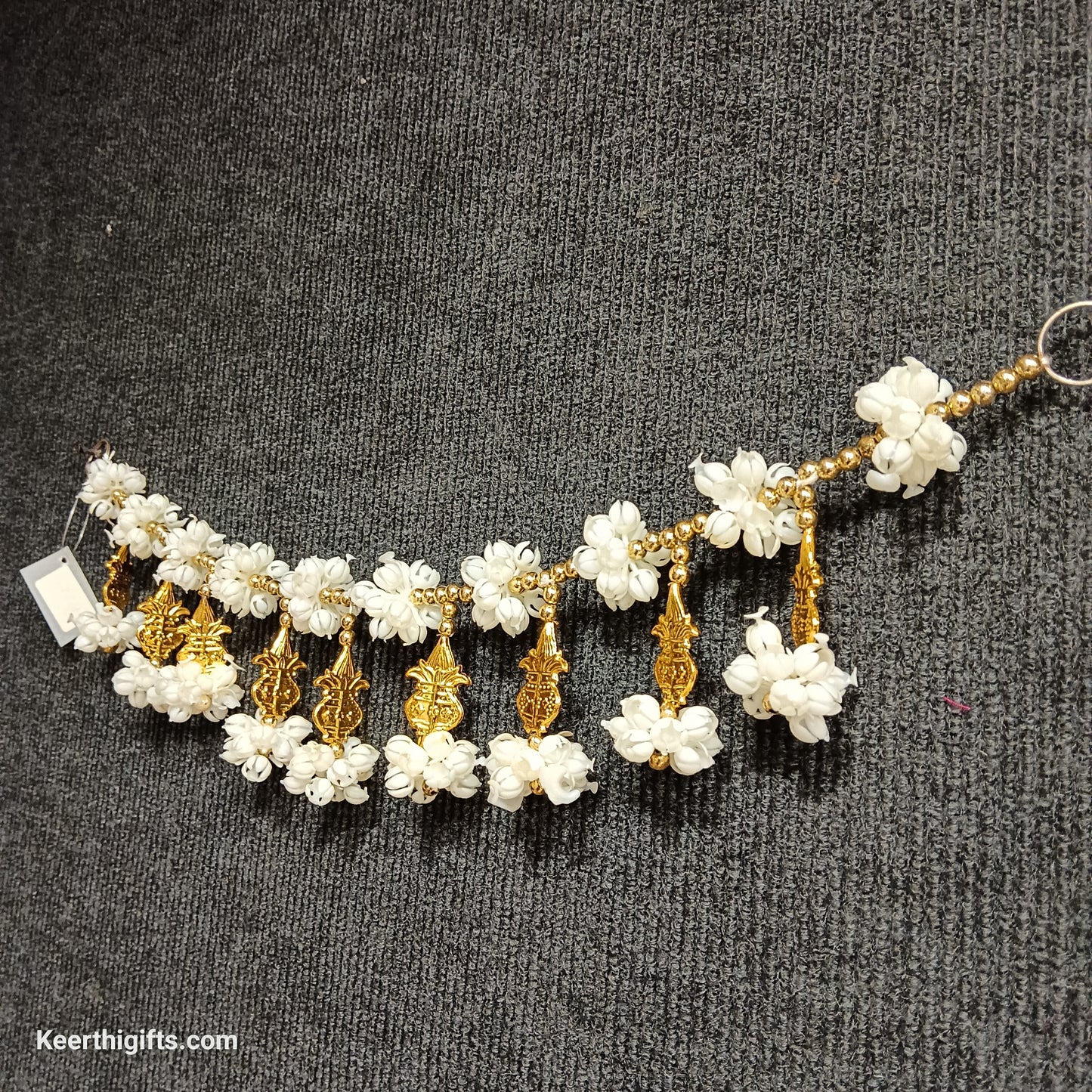 Gold and jasmine Toran artificial flowers garlands hangings for door sides and Pooja mandhir decoration