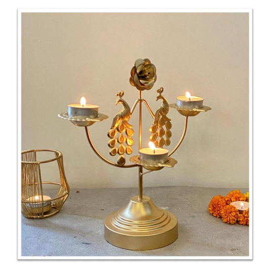 Peacock Metal Diya / candle Stand