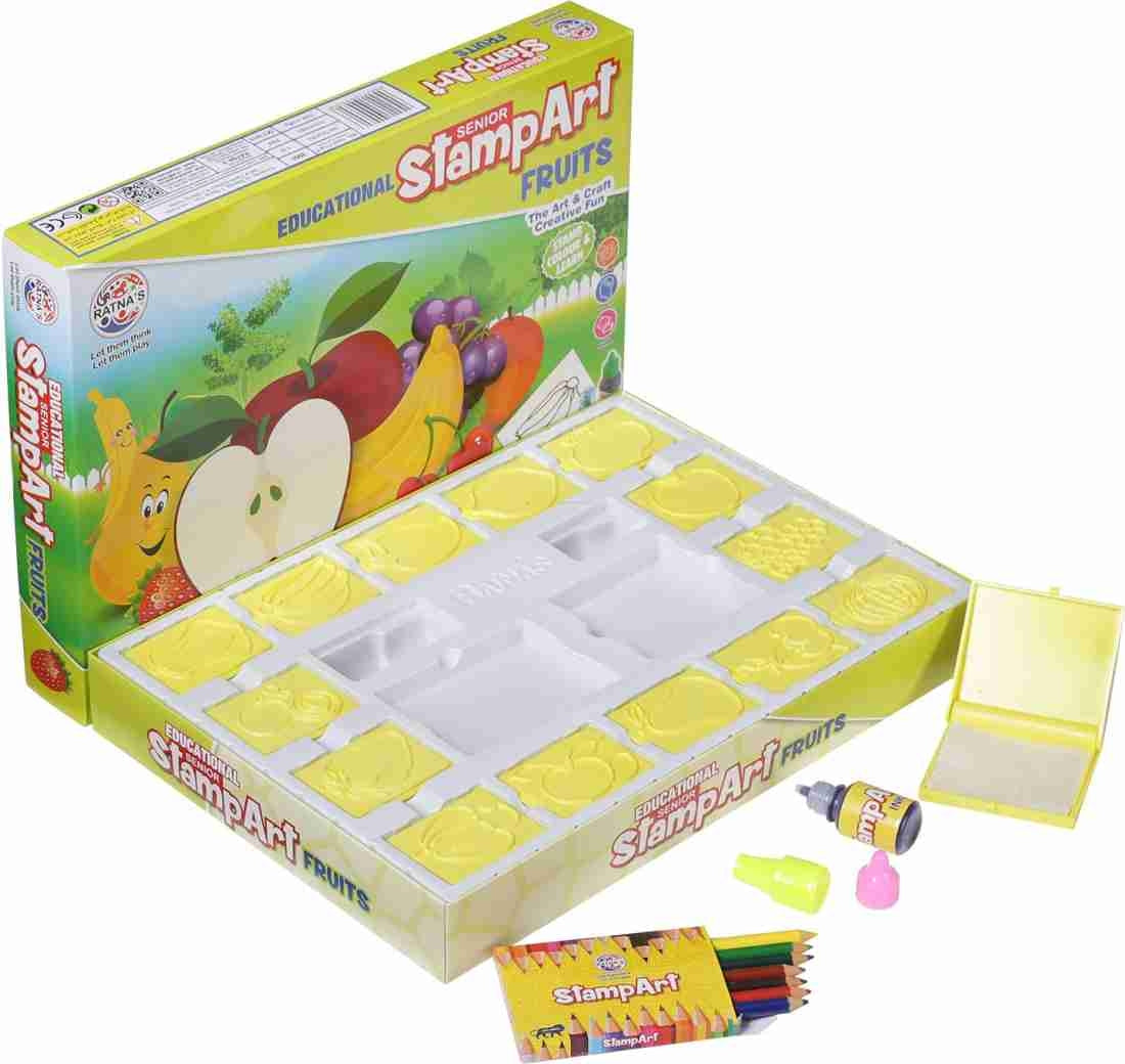 Educational Art and Craft Stamp Art Fruit Small with 6 Different Fruit Stamps for Kids Ages 3