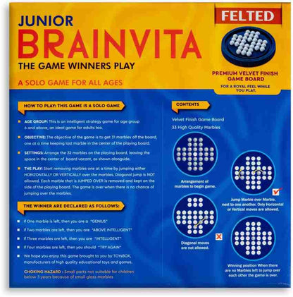 Jounir Brainvita Game Pearl Finish Marbles A Brain teasting Game Easy to Carry Party and Fun Games Board Game