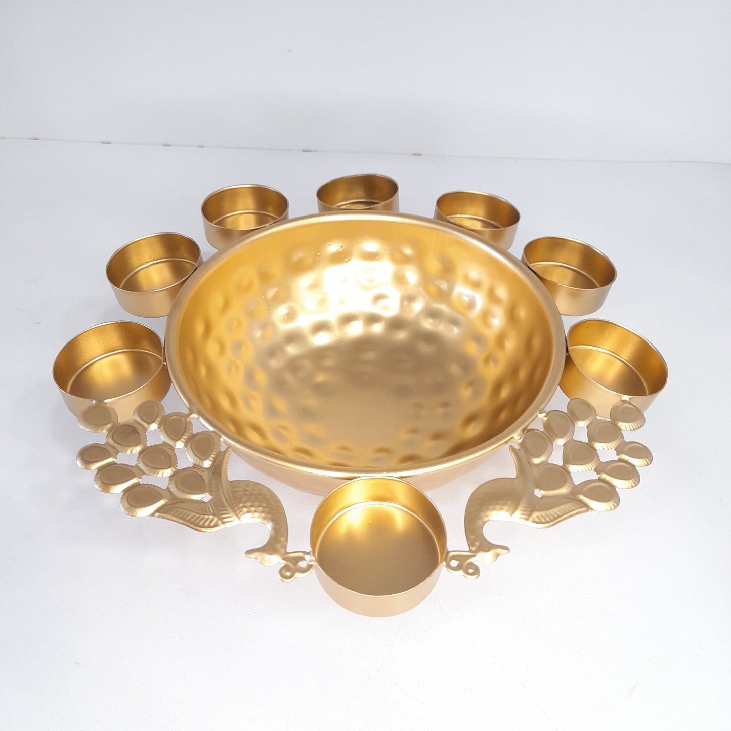 Decorative Round Peacock Urli Bowl for Diwali