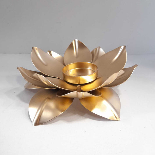 Decorative metal lotus desigined t-light candle holder for diwali