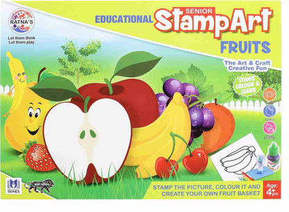 Educational Art and Craft Stamp Art Fruit Small with 6 Different Fruit Stamps for Kids Ages 3