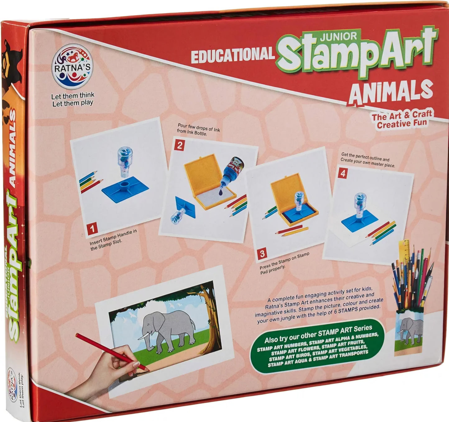 Educational Art and Craft Stamp Art Animal Small with 6 Different Animal Stamps for Kids Ages above 3 years