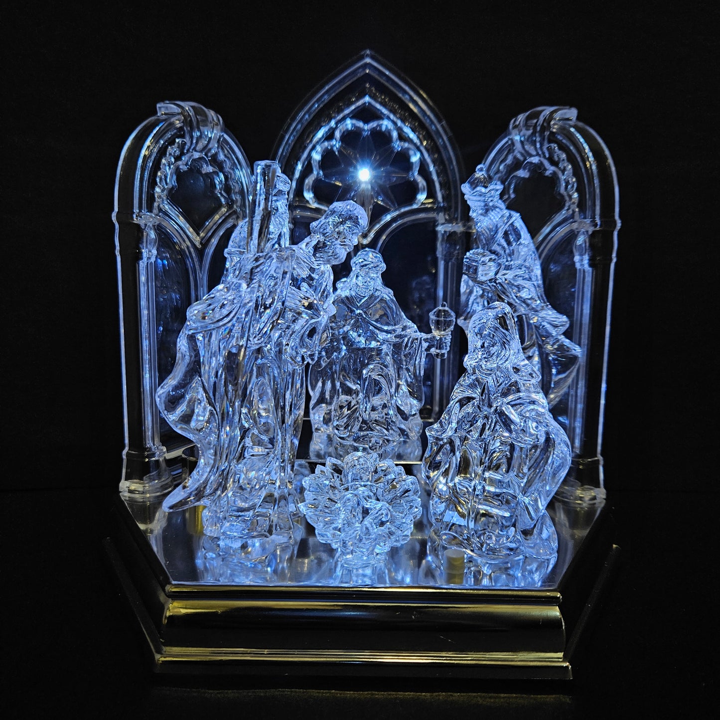 Musical Nativity Clear White Light Up Christmas Table Mantle Decor