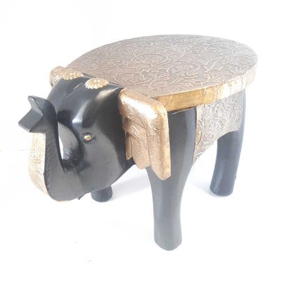 Brass plate desigined elephant stool