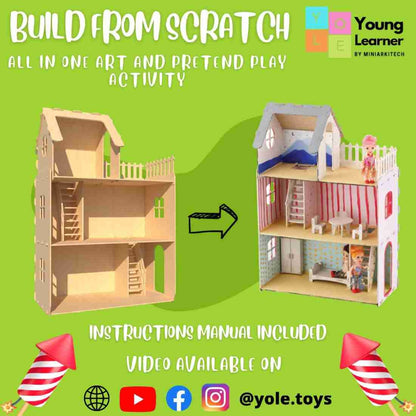 Huge Doll house with Stairs Furniture Toy Accessories Toys Set for Age 3 to 9 Toddlers Kids Girls