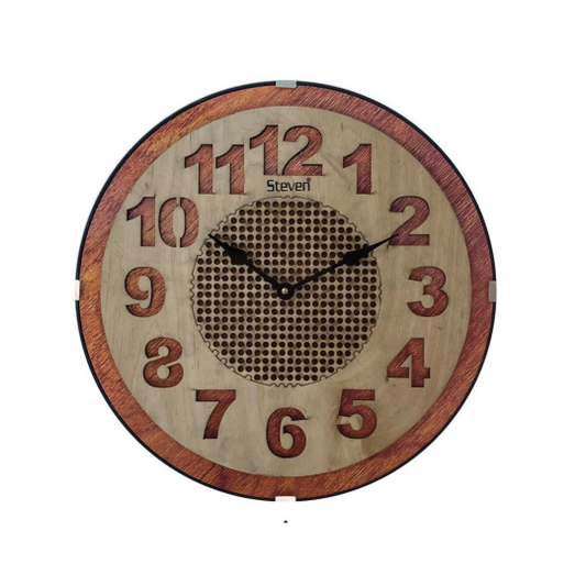 Wooden Fancy Wall Clock Steven Quartz SQ 1410