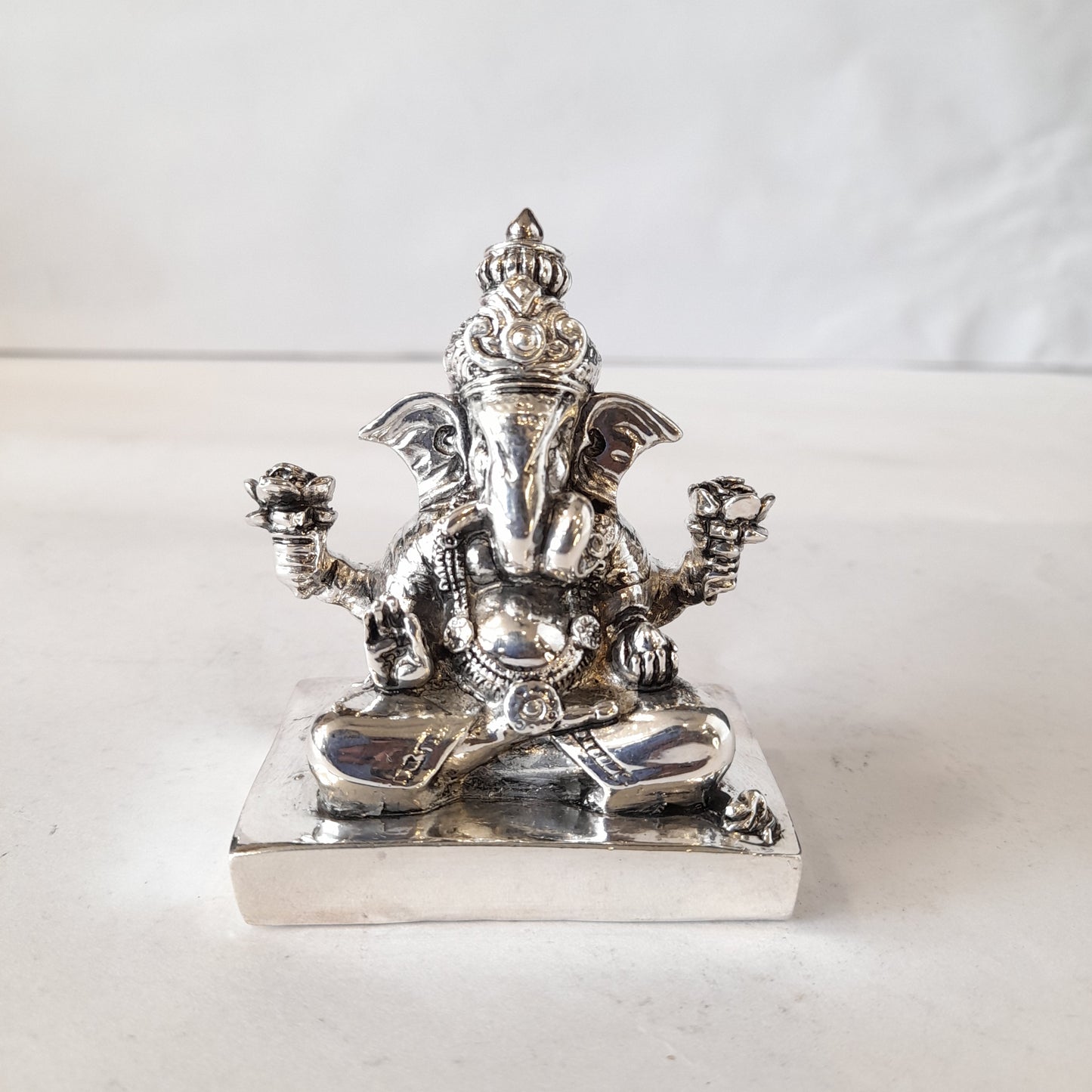 Resin Ganesh on Square Base W S .Painting idol