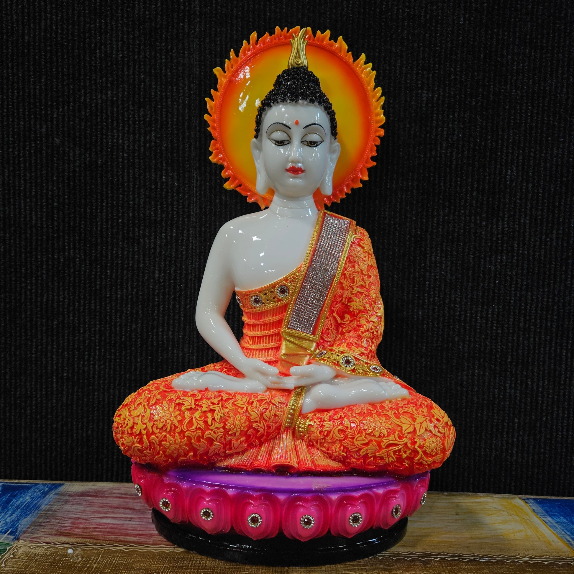 Handicrafts Sitting Buddha Idol Statue Showpiece with Natural for Living Room Home Decor and Gifts