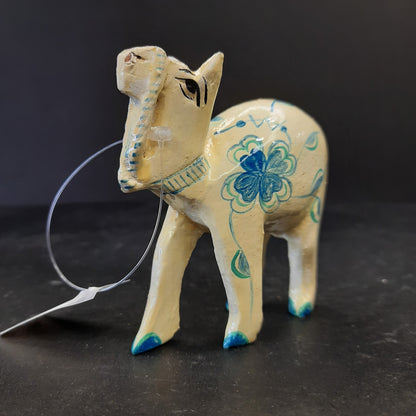 Wooden Camel W/Blue Flower Paint