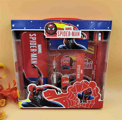 Marvel Spiderman stationery kit set with Metal box,pencils,Sharpener,Eraser,click pencil,note book,Scale set for kids