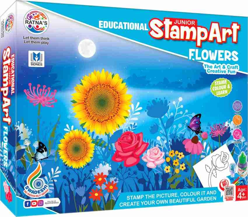 Educational Art and Craft Stamp Art Flower Big with 12 Different Flower Stamps for Kids Ages 4