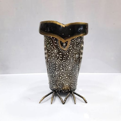 IRON OWL PLANTER SET OF 2 FINE EMBOSSED