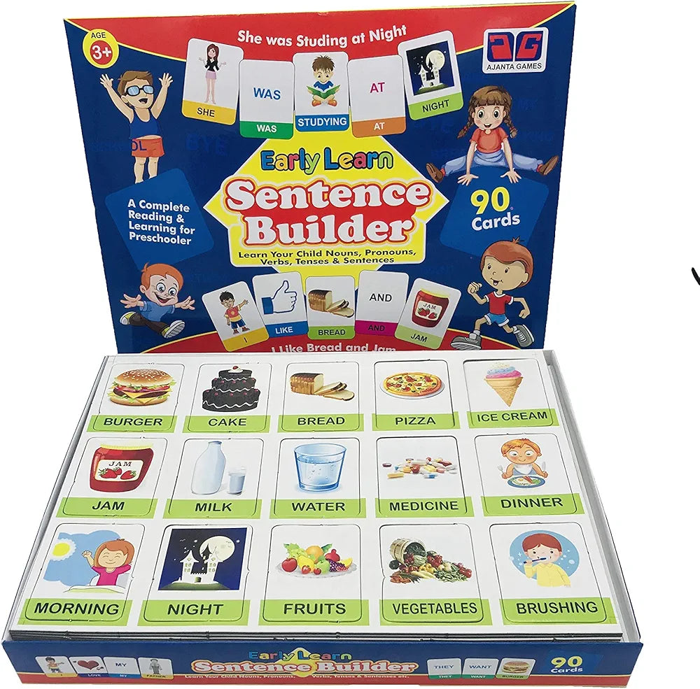 Easy Learn Sentence Builder to Learn your Child Nouns Pronouns Verbs Tenses and Sentences is a complete learning and Reading kit set for kids