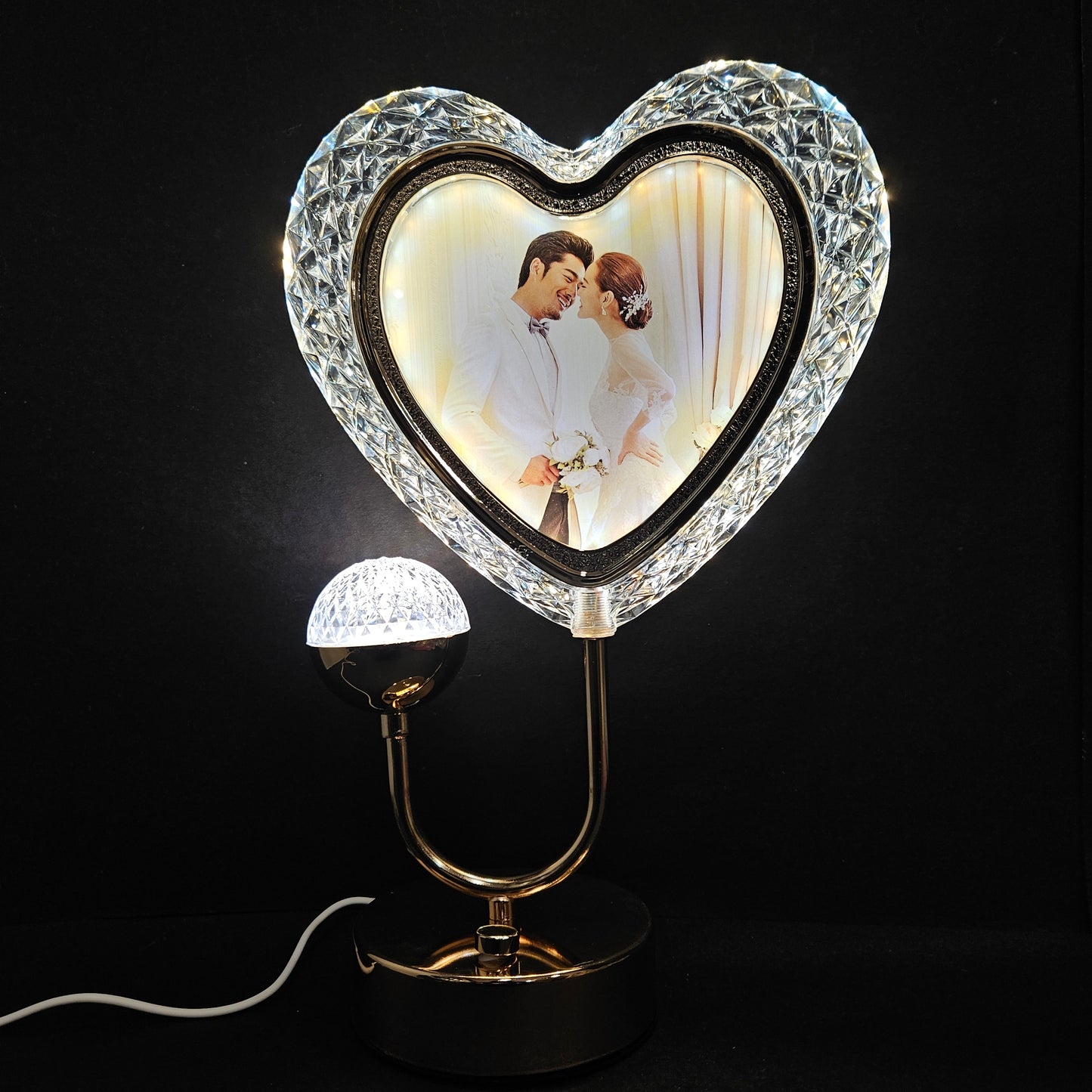 Heart Shape Cystal Lamp Photo Frame for Wedding Gifting love couple photo Valentines Day Gifts