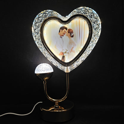 Heart Shape Cystal Lamp Photo Frame for Wedding Gifting love couple photo Valentines Day Gifts