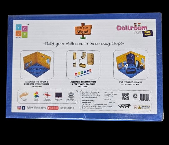 Doll Room Bath room set Assemble it paint it play with it doll room set for 6 years above ages kids