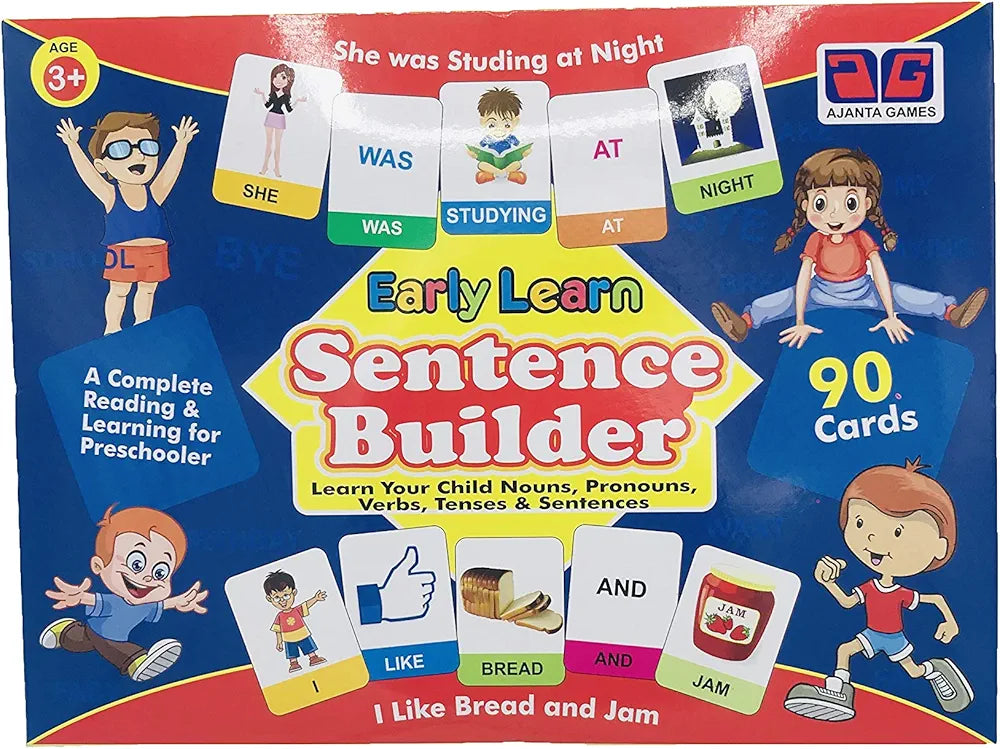 Easy Learn Sentence Builder to Learn your Child Nouns Pronouns Verbs Tenses and Sentences is a complete learning and Reading kit set for kids