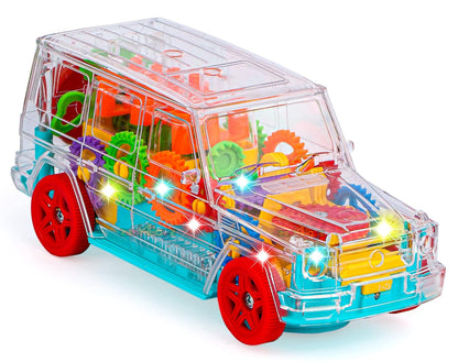 Wonder Digital Transparent Toy Car for Toddlers See Through Electric Car Toy with Visible Colored Moving Gears Brilliant Light Effects Plays Charming Music