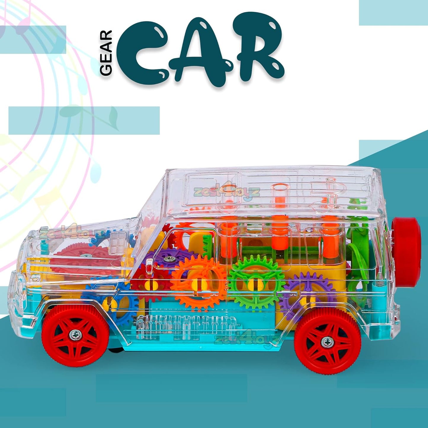 Wonder Digital Transparent Toy Car for Toddlers See Through Electric Car Toy with Visible Colored Moving Gears Brilliant Light Effects Plays Charming Music