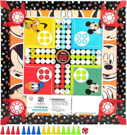 Disney Mickey Mouse Carrom Board Set Including 1 Striker and 26 Coins with ludo for Kids, Boys & Girls Age 3 to 8 Years