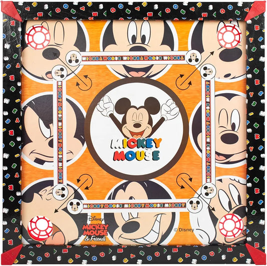 Disney Mickey Mouse Carrom Board Set Including 1 Striker and 26 Coins with ludo for Kids, Boys & Girls Age 3 to 8 Years