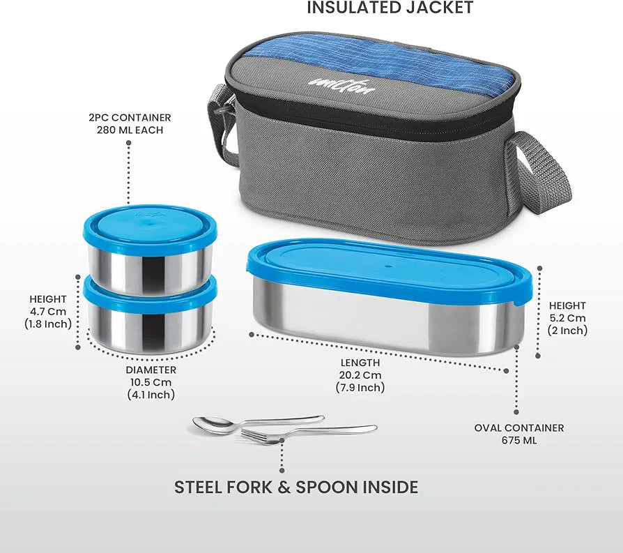 Milton stainless steel softline tiffin box light Weight, odour proof, easy to carry microwave safe food garde tiffin box