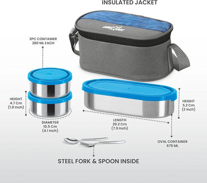 Milton stainless steel softline tiffin box light Weight, odour proof, easy to carry microwave safe food garde tiffin box