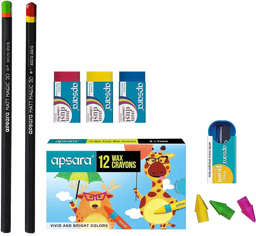 Apsara Joy Kit A Complete Collection of Stationery Kit An ideal option for gifting & personal use All Stationery Kit use for Exam & Daily perpose Ideal Gift Pack Back to School Kit Pack of 1