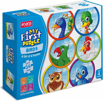 My First Puzzle Jigsaw Puzzles for Kids  Fun and Learn Durable Educational Toys with Perfect Locking 6 Set 54 Pcs