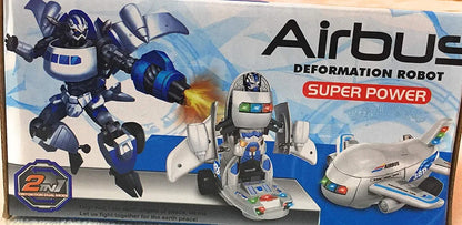 Transformation Airbus Light Sound Bump and GO Aeroplane Toy Airplane Boeing Airbus Converting to Robot Toy Transform plane with Lights and sounds for 3 Years age Above Old Boys and Girls kids