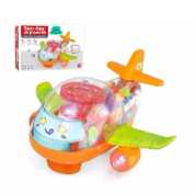 Transparent 3D airplane Toy 360 Degree Rotation Gear Simulation Mechanical Airplane Sound and Light Toy for 2 to 5 Years Boys and Girls Toy for Kids with Gear Technology 3D Light Musical Sound