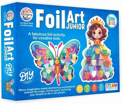 Junior Foil Art Kit DIY Creative Activity Kit STEAM Powered Art and Craft Activity Foil Fun Craft Kits and Supplies for Kids and Adults 3D Foil Art Designs Easy to Use