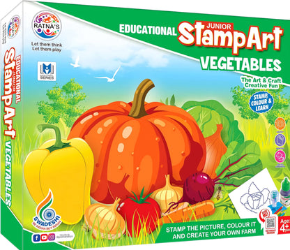 Educational Art and Craft Stamp Art Vegetable Small with 6 Different Vegetable Stamps for Kids Ages from 4 years above