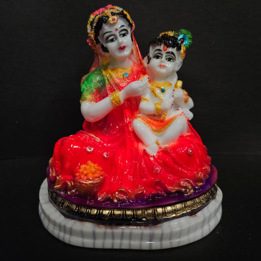 Lord Little Krishna Murti with Yashoda in sitting posture statue showpiece Idol for home Decor