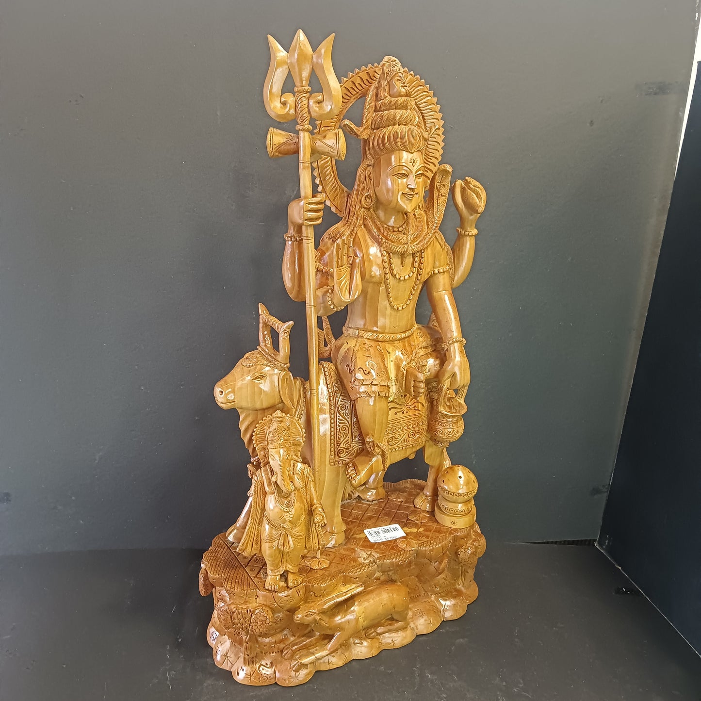 Wooden Sivaji on Cow With Ganesh