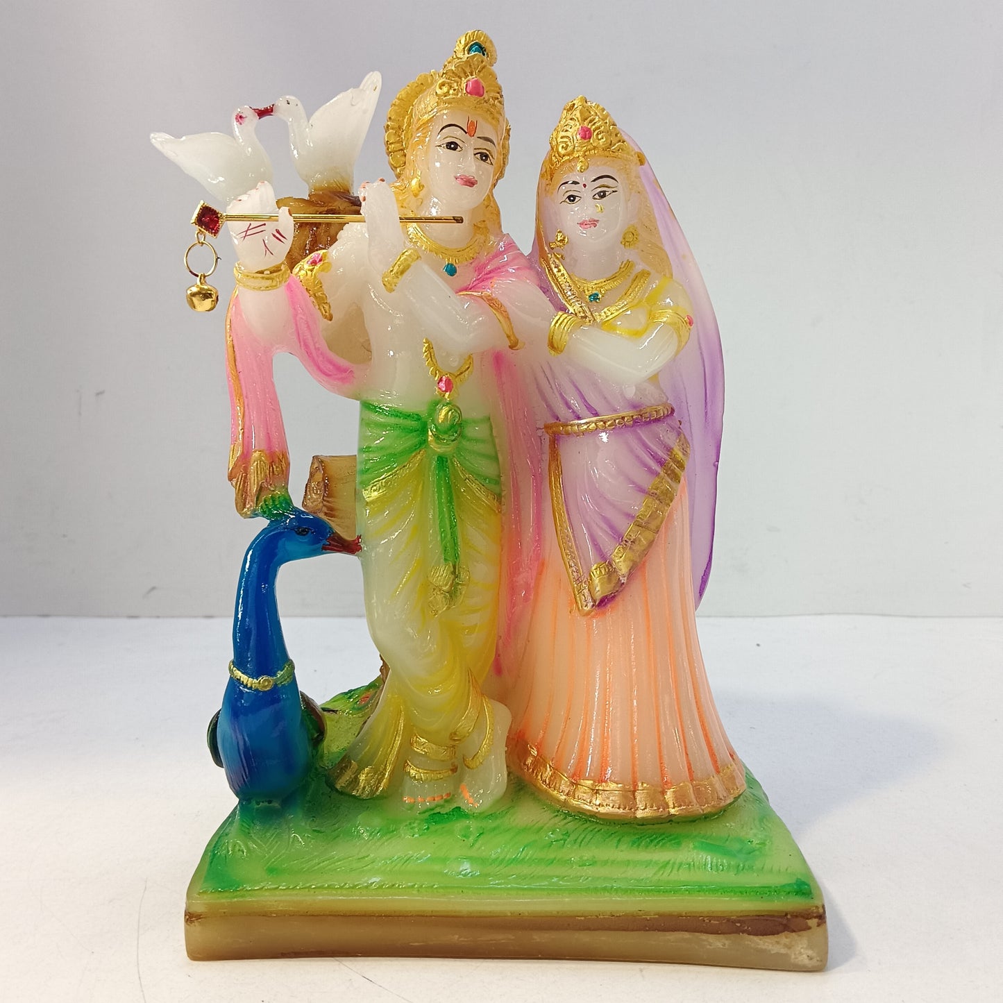 Radha Krishna peacock idol