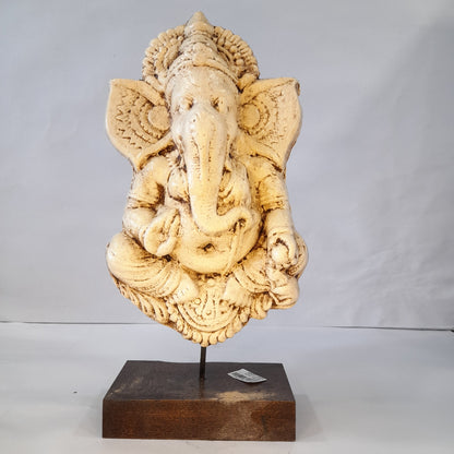 Paper Machie Ganesh on Base Antique Painted idol