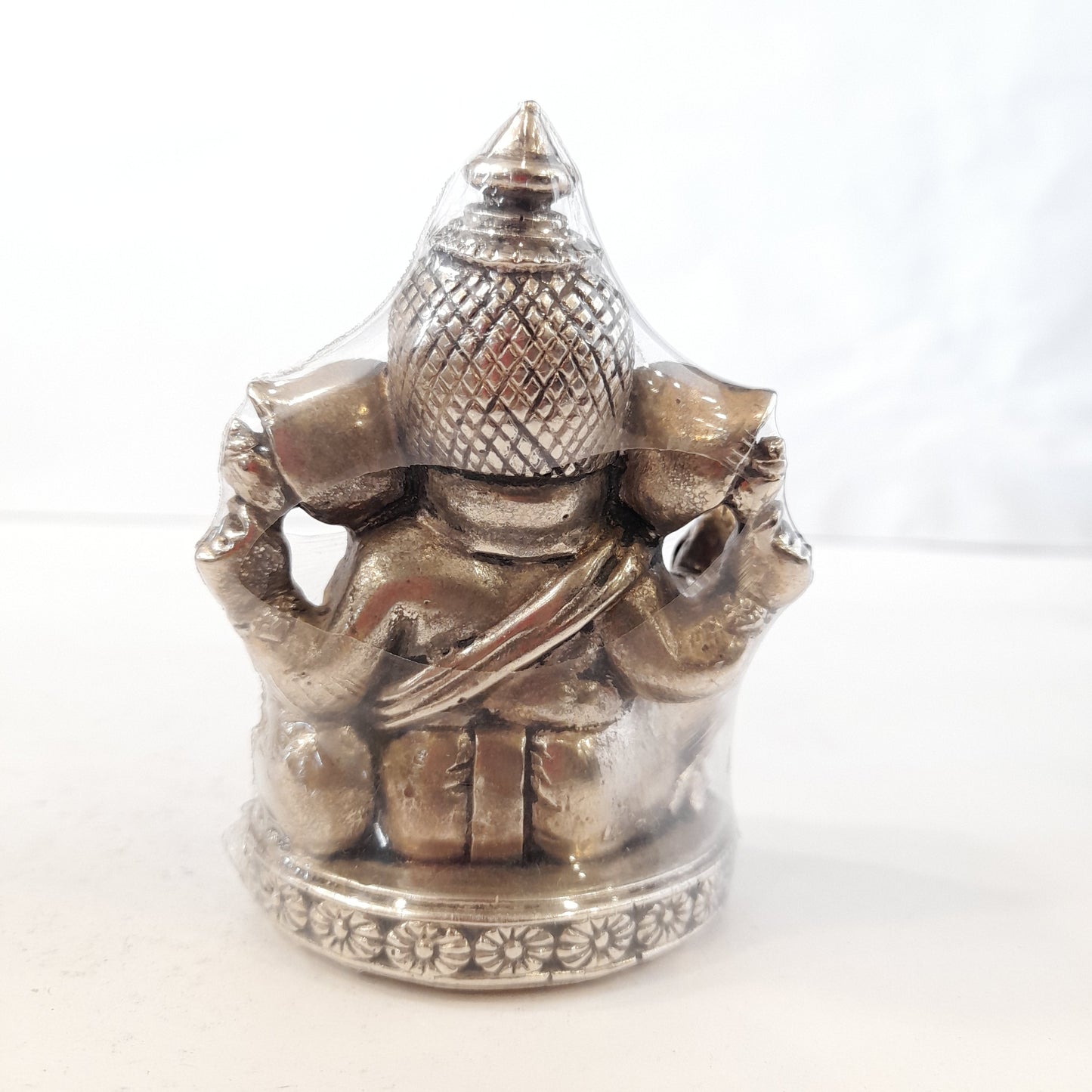 Resin Ganesh Mukut W Silver idol