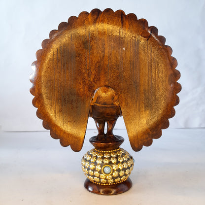 Wooden Peacock W/Mirror Work Oxod