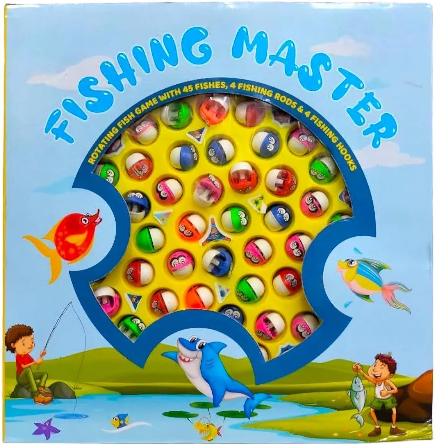 Fishing master Rotating Fish game with 21 fishes 4 Fishing Rods and 4 Fishing hooks