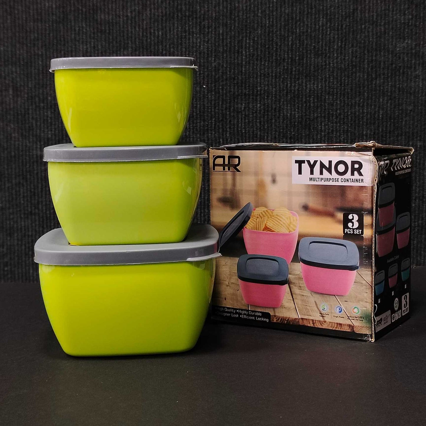 3 piece set plastic storage containers