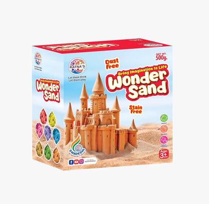 Wonder Sand 500 Grams Red Color for Kids Smooth Non-Sticky Sand with One Big Mould for Indoor Beach Fun and Relaxation